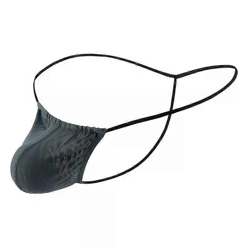 Men's Sexy T Back Thong Underwear Gays Low Waist U Convex Pouch G-string Ice Silk Elastic Quick Dry Underpants Open Butt Panties