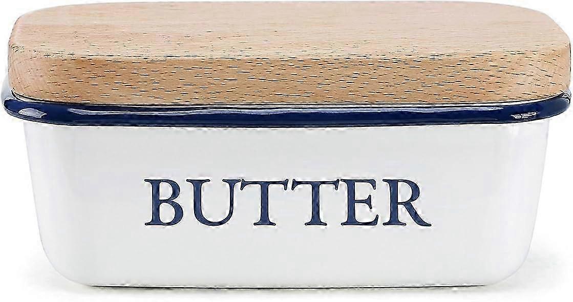 2025 New Multifunctional enamel butter dish with white lid