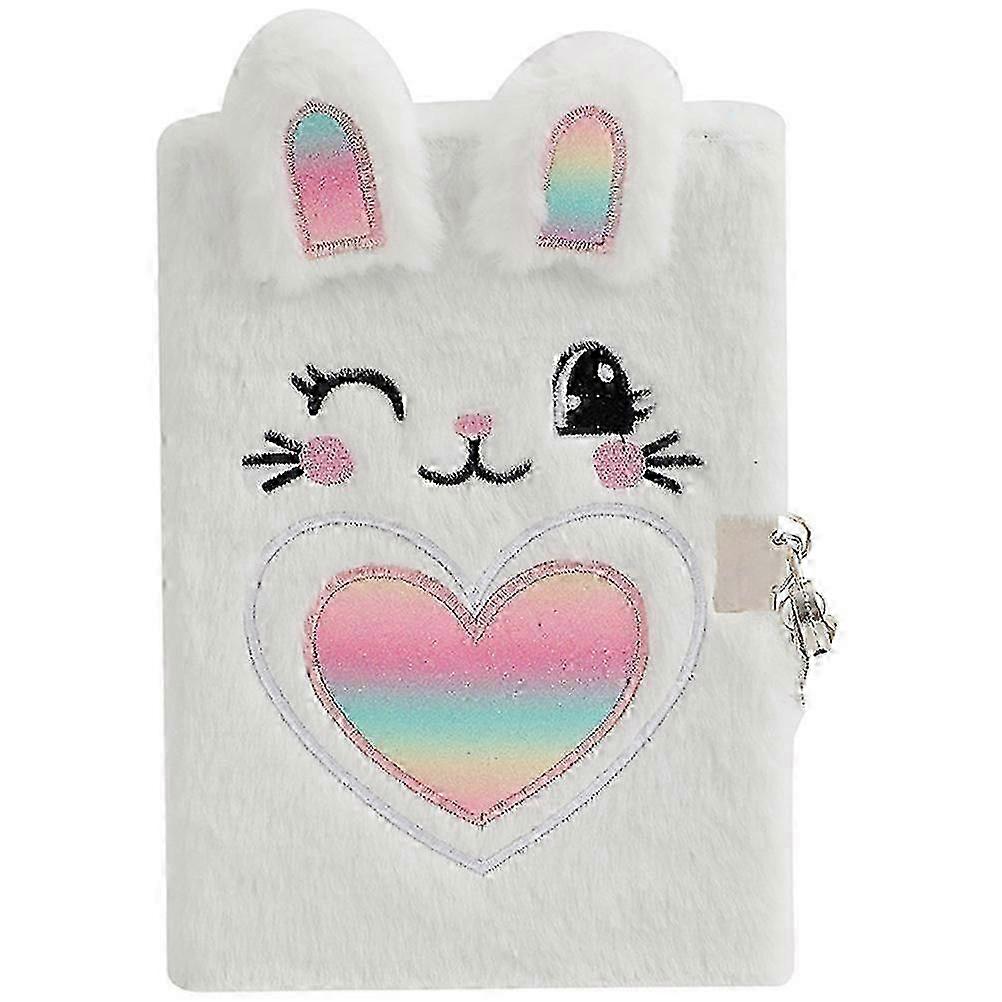 Portable Fluffy Notebook with Lock Plush Cover Diary