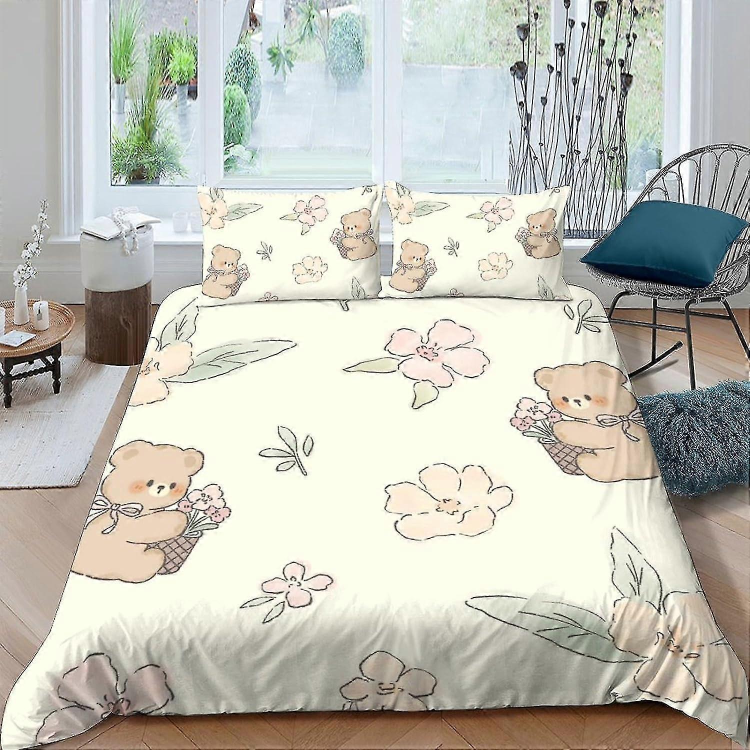 Cartoon Design Duvet Cover & Pillowcase Set - Lightweight Microfiber Bedding Set