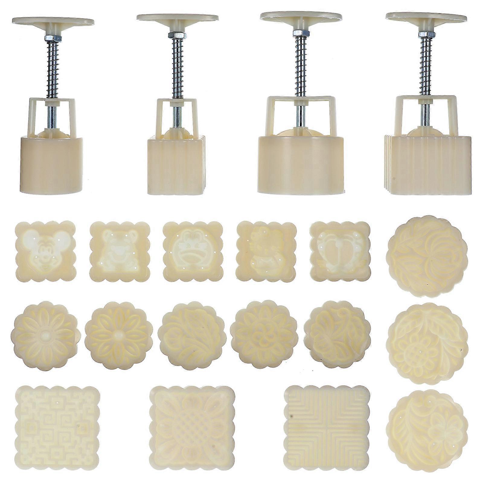 Creative Plastic Mooncake Mould Hand Press for Baking Assorted Color Easy to Clean Adjustable Thickness