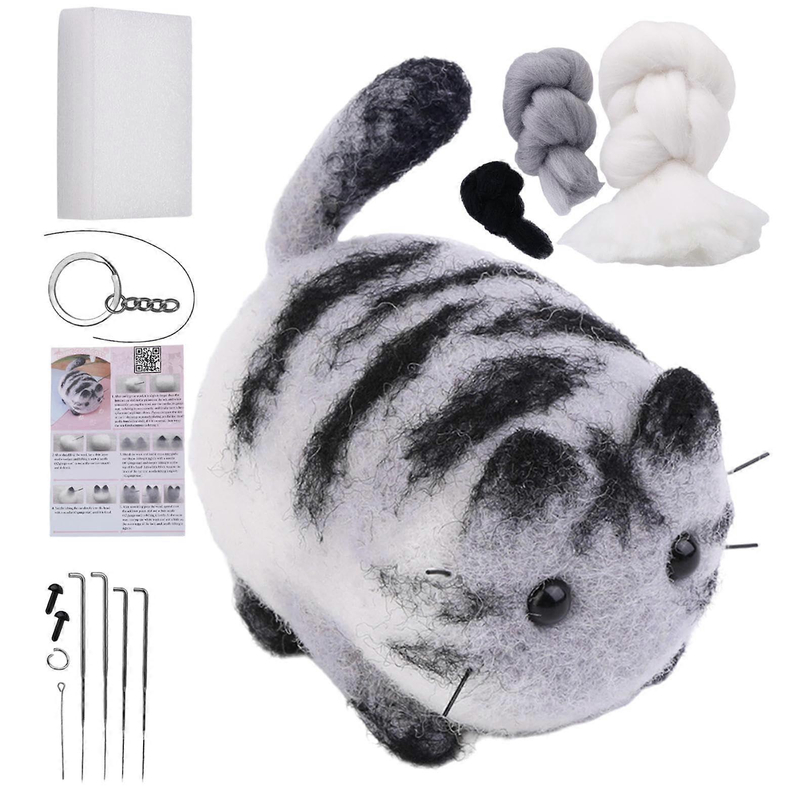 Needle Felting Set Handmade For Beginners Cat Doll Set Craft Kit With Instructions Model 7N1060