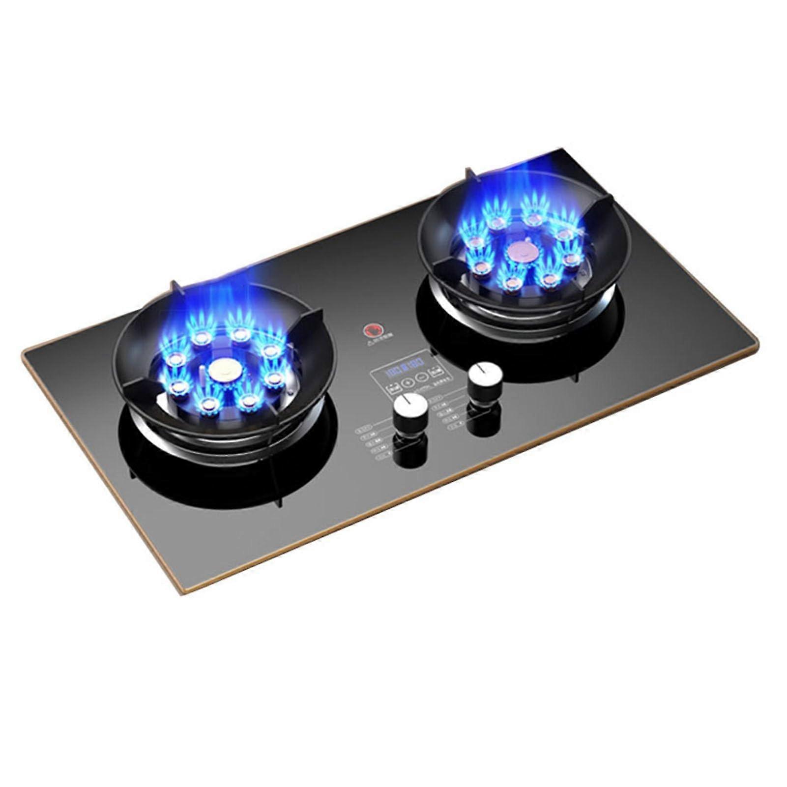Gas Stove 2 Burners 17742BTU Black Cast Iron, 180 Min Timer, Flame Protection (LPG)
