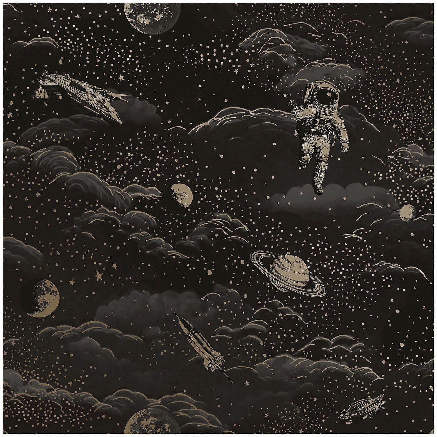 Holden Decor Lost In Space Black Gold Wallpaper