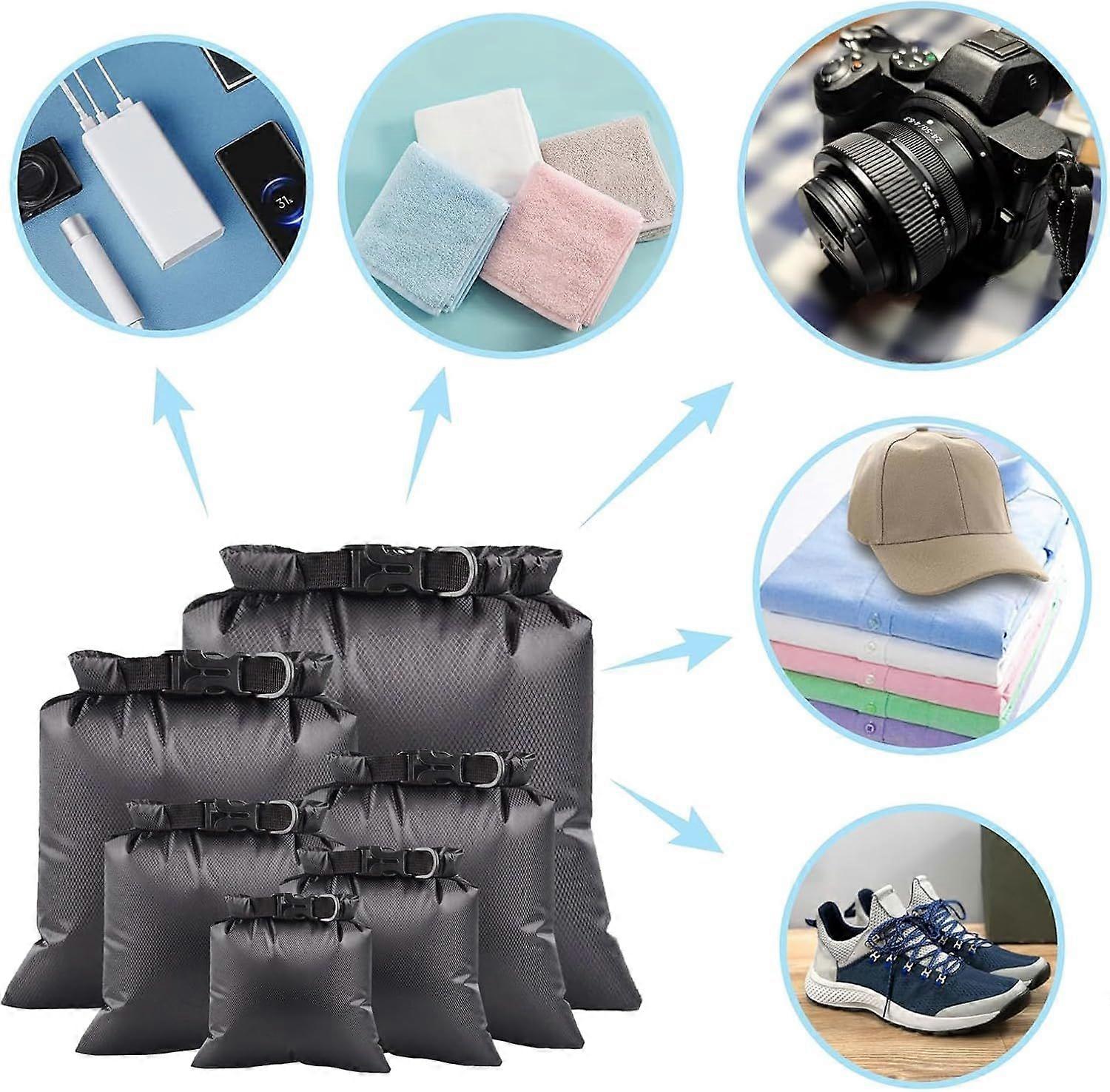 Set De 6 Sacs étanches Imperméables – 1.5L à 8L, Légers, Hermétiques, Idéaux Pour Kayak, Rando Et Voyages