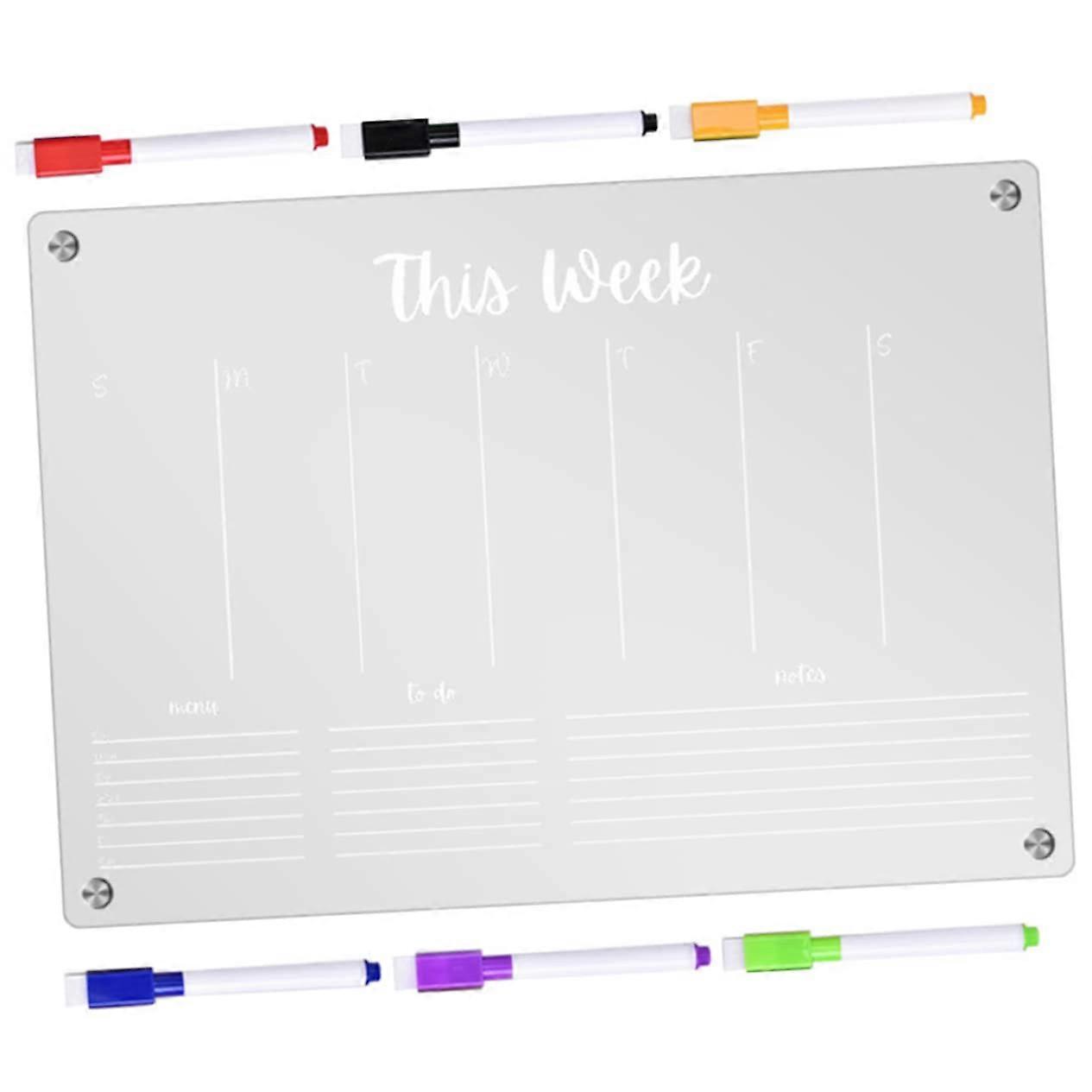 Magnetic Acrylic Memo Board 1-Piece Erasable Weekly Planner Whiteboard For Refrigerator Noteboard For Reminders