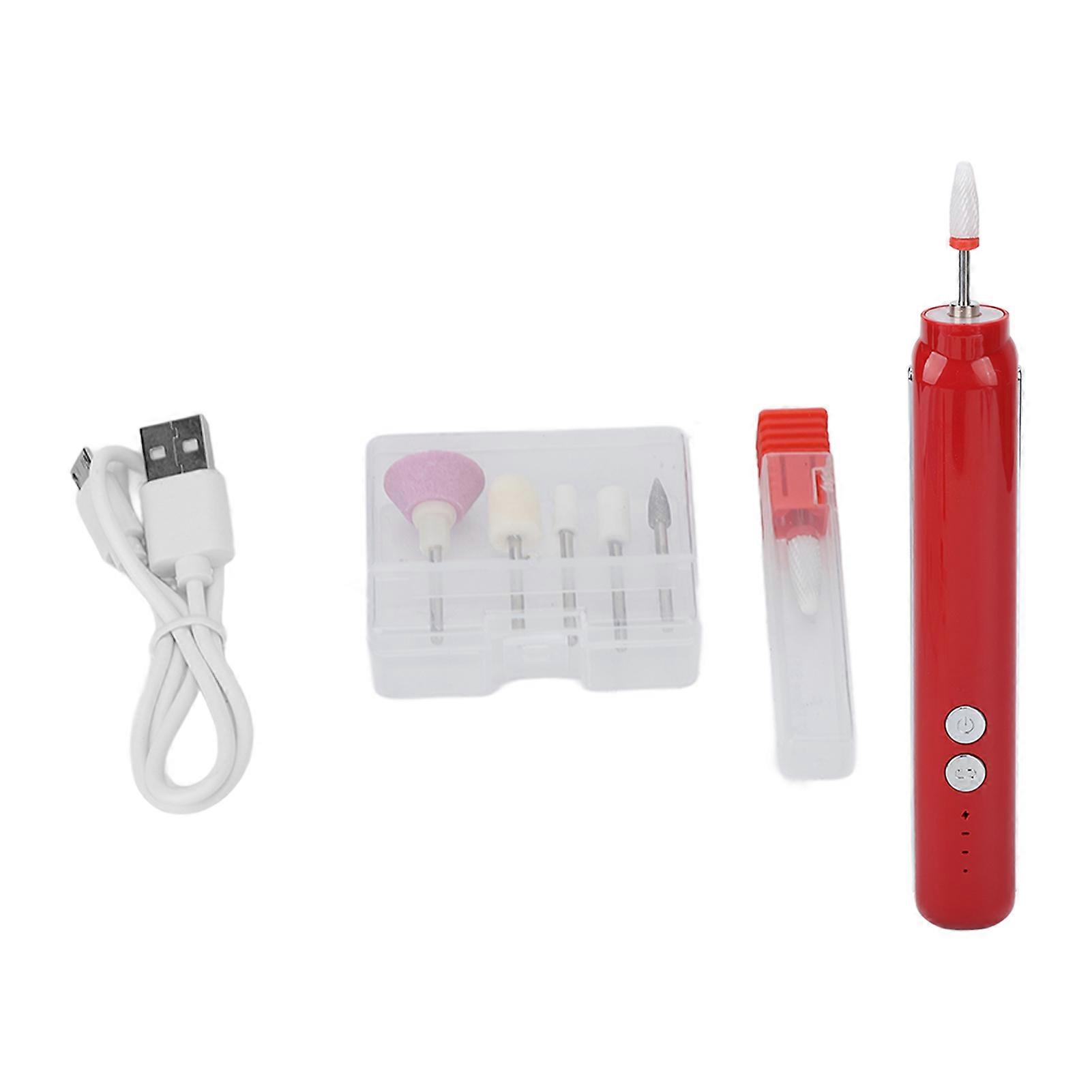 Drill Machine USB Charging 3 Speeds Portable Electric Nail File Set with Light for Manicure Pedicure