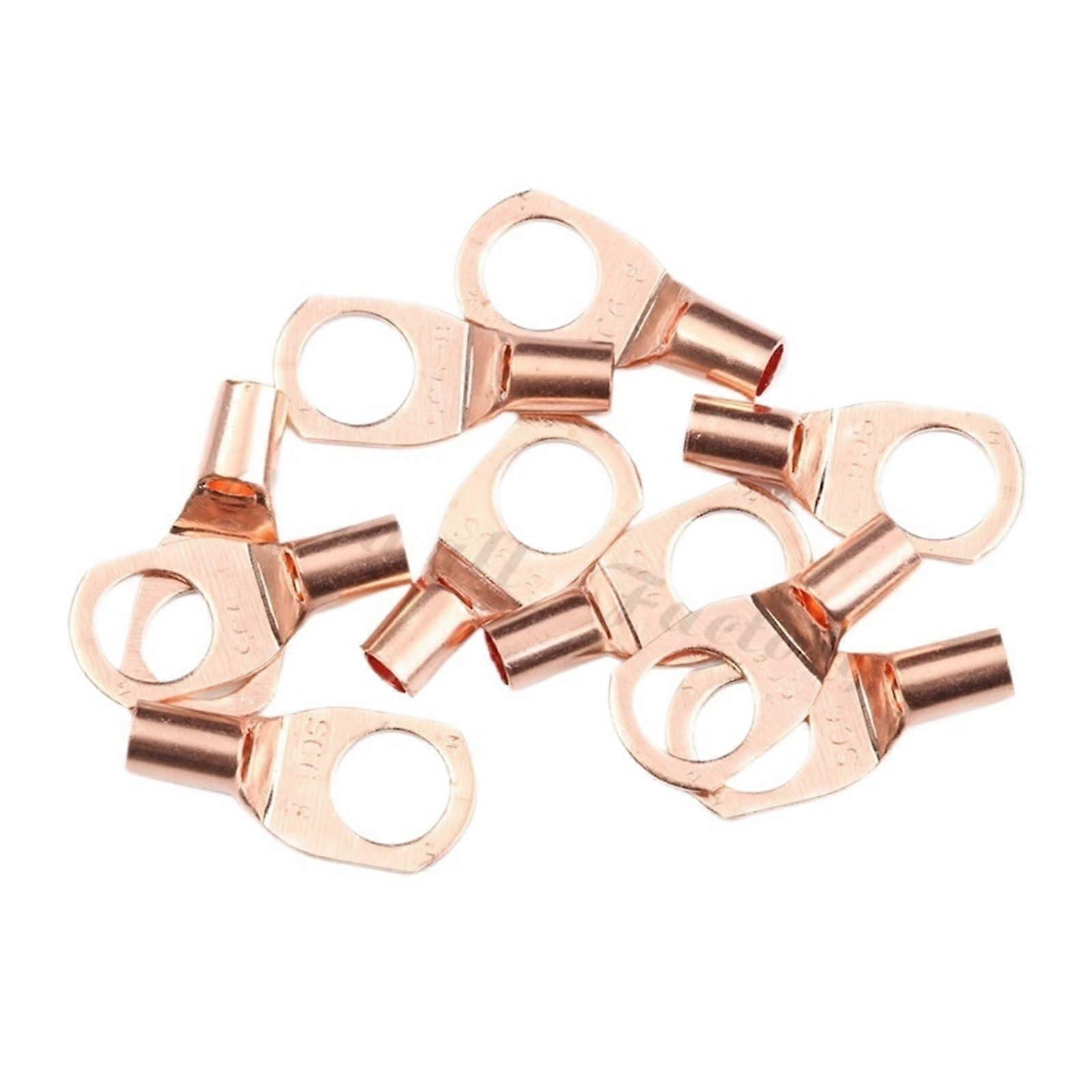 10pcs Tinned Copper Lug Ring Terminals SC6-8 Cable Crimp Connectors Assorted Set for Wiring