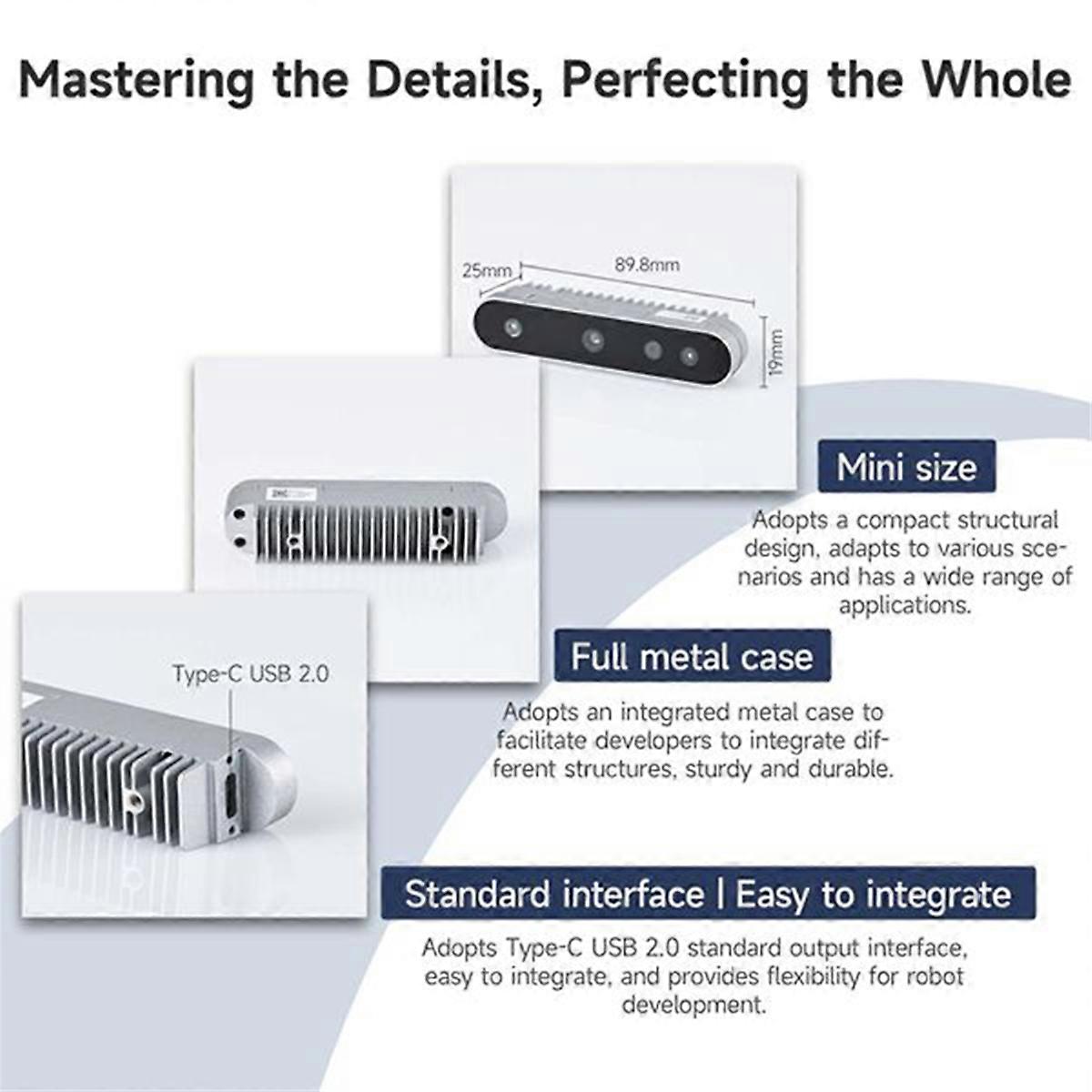 RGB 3D Depth Camera USB 2.0 FOV 73.8° for Depth Information Modeling