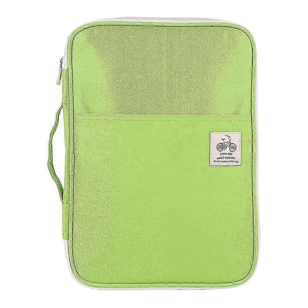 Light Green A4 Document Bag File Folder Portfolio Organizer Zippered Case