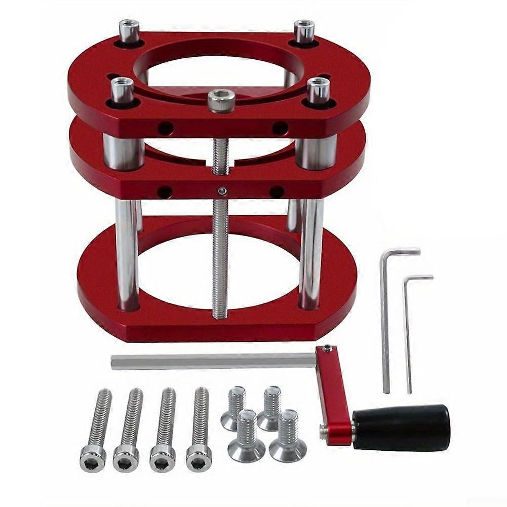 Fraise table insert, manual lifting base with 4jaw clamping system, 51 mm height adjustment, CNCmilled aluminum for workshop equipment (red)