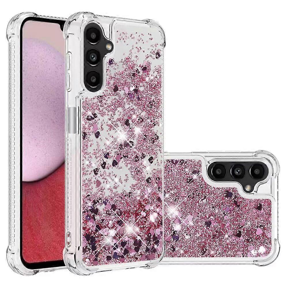 Glitter Quicksand Case For Samsung Galaxy A15 5G, Liquid Quicksand, Transparent TPU Bumper, Rose Gold