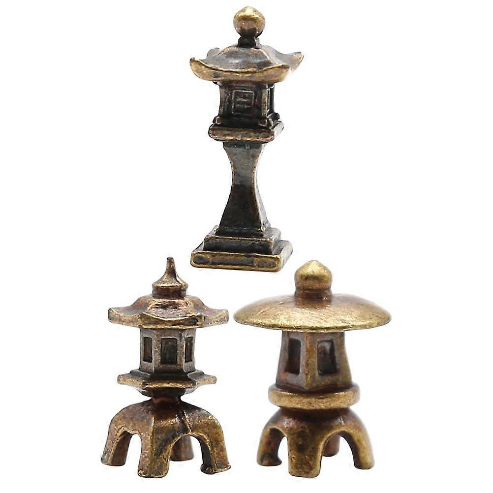 Mini Pavilion Statue Figurine Garden Enthusiasts Tall Square 1.6x1.4x1.2cm 3Pcs