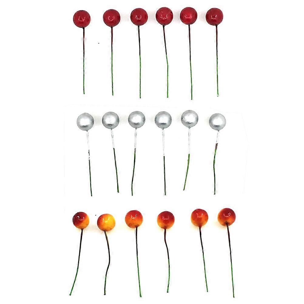 Faux Fruit Stems Small Berries With Stem Diy Craft Accessory 48Pack