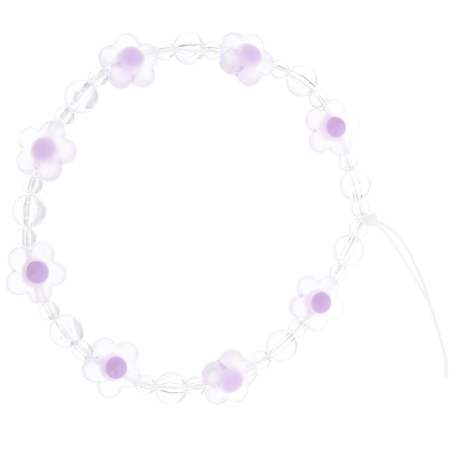 Cute Flower Beaded Phone Chain Lanyard with Charm Strap for Women – Matte Finish, DIY Style, Loss Protection, Cute Phone Decoration