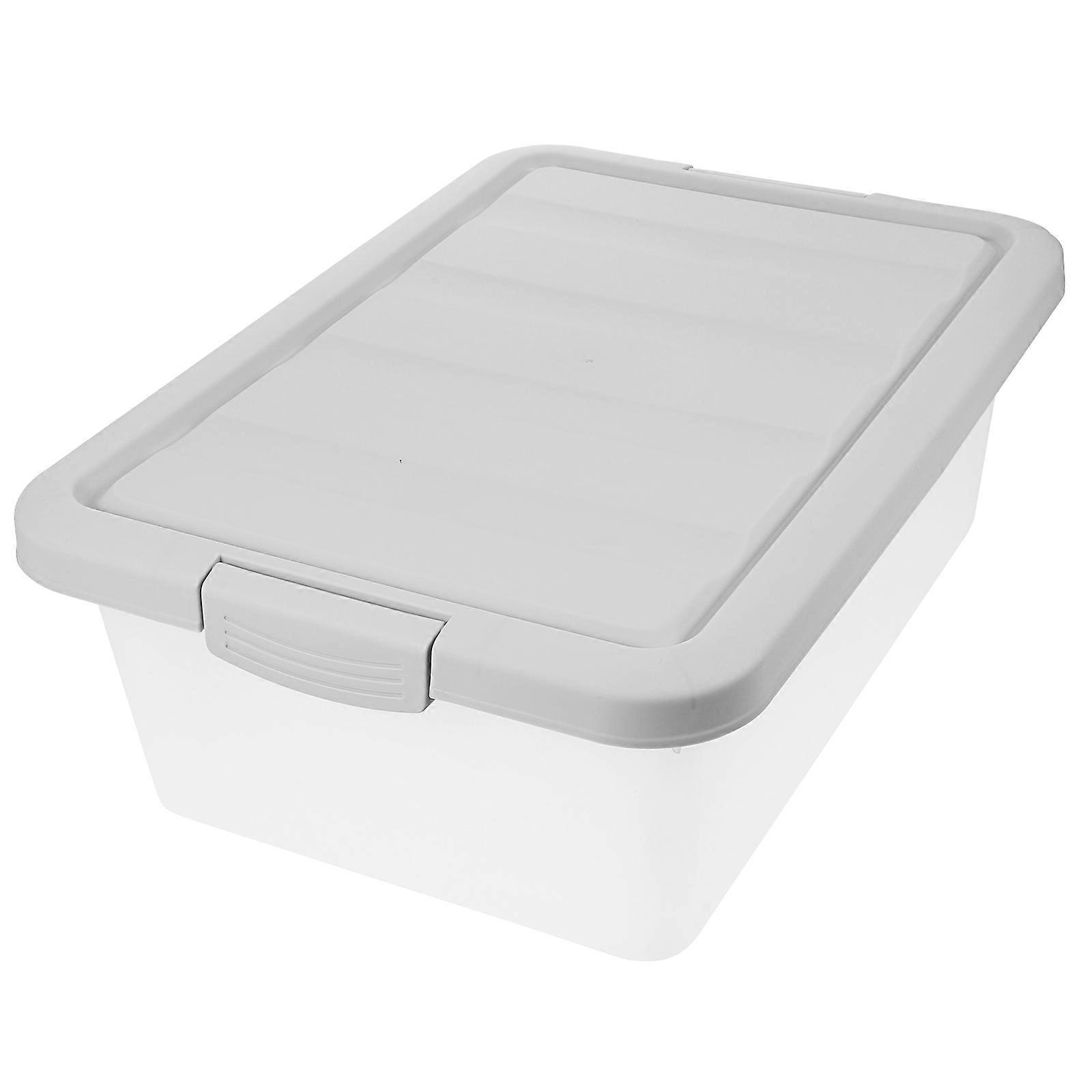 Grey Plastic Storage Box with Lid for Home Use Large Capacity PP Material Household Organizer 18.5x12.5x9.5 inches