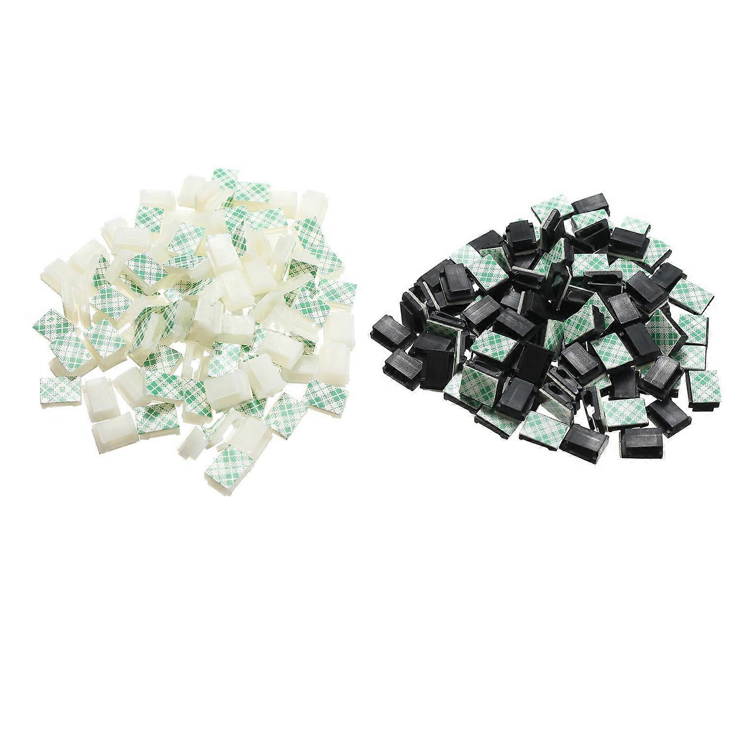 60X Cable Holder Cable Clip Cable Clamp Self-Adhesive White & Black