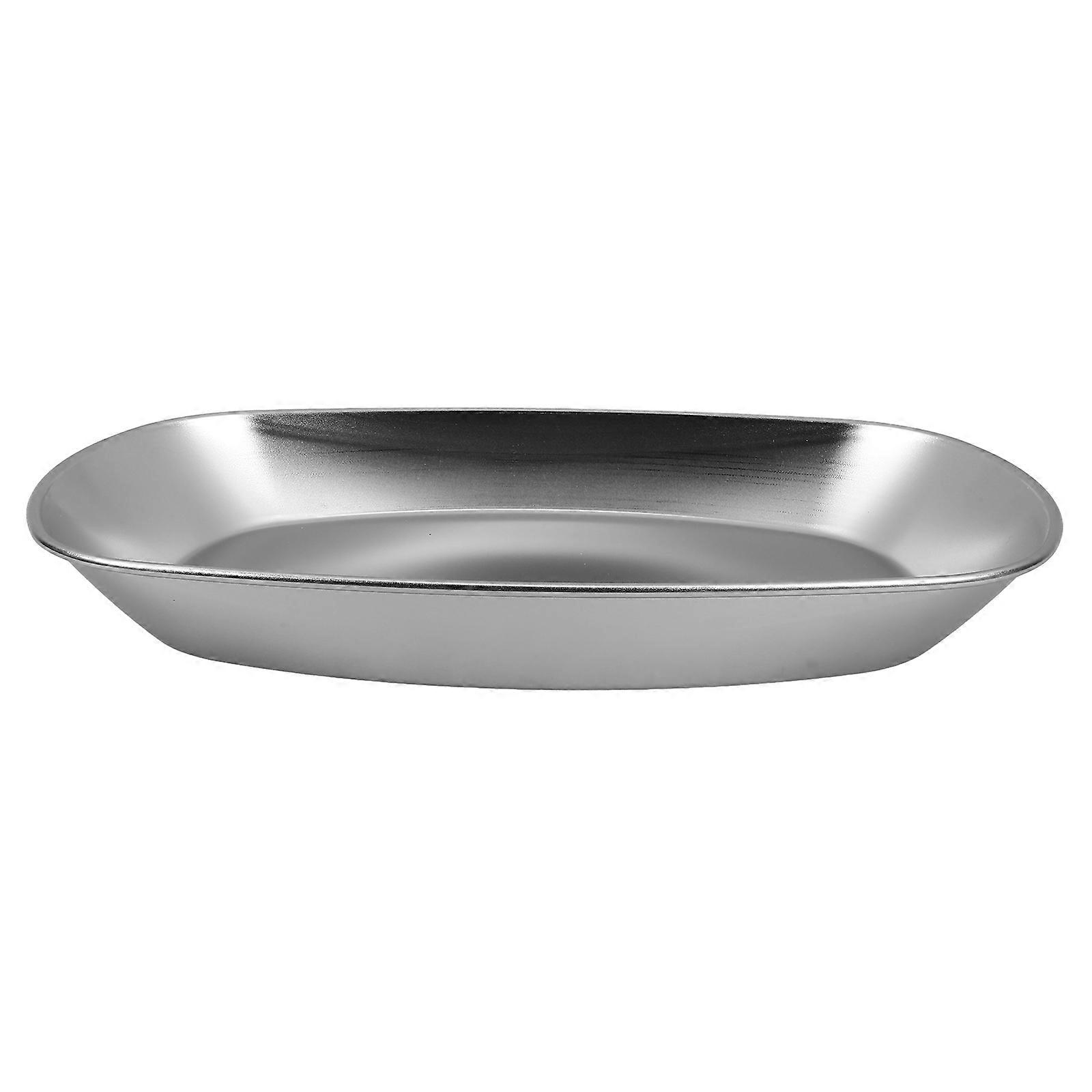 Food Serving Plate Stainless Steel Dessert Plate Salad Serving Rectangular 1Pcs