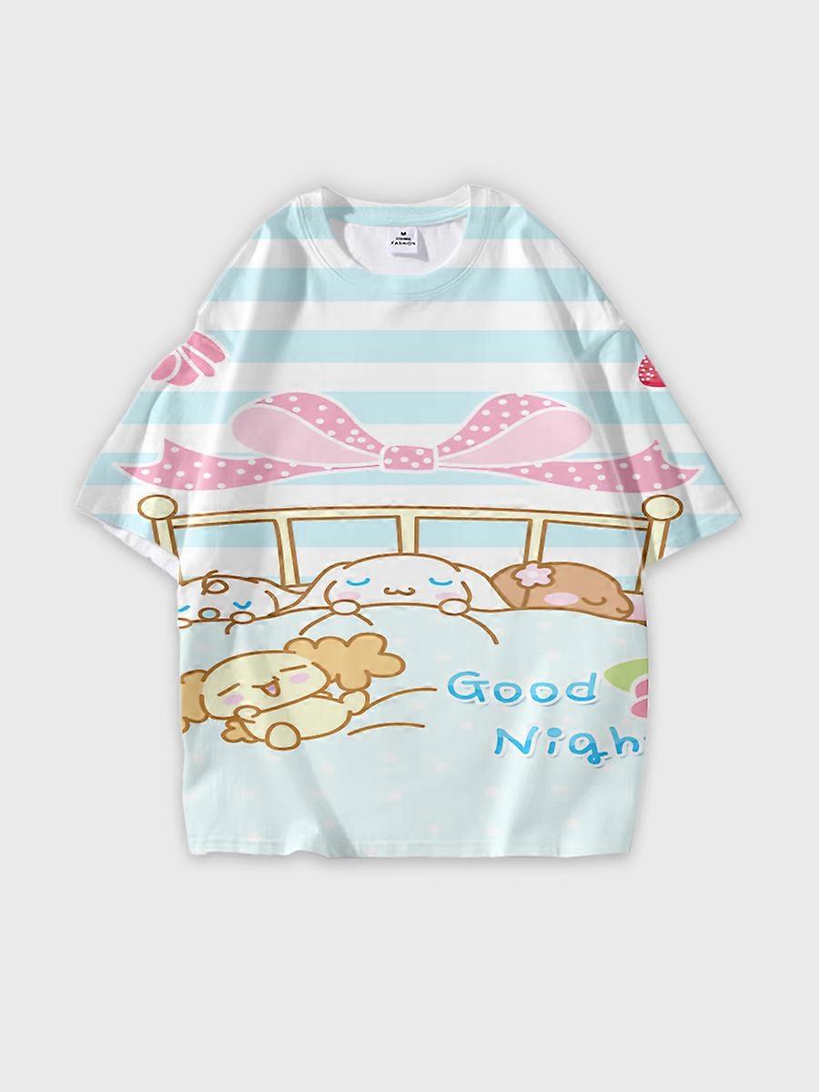 T-shirt round neck Cartoon Pattern loose short sleeve E2427