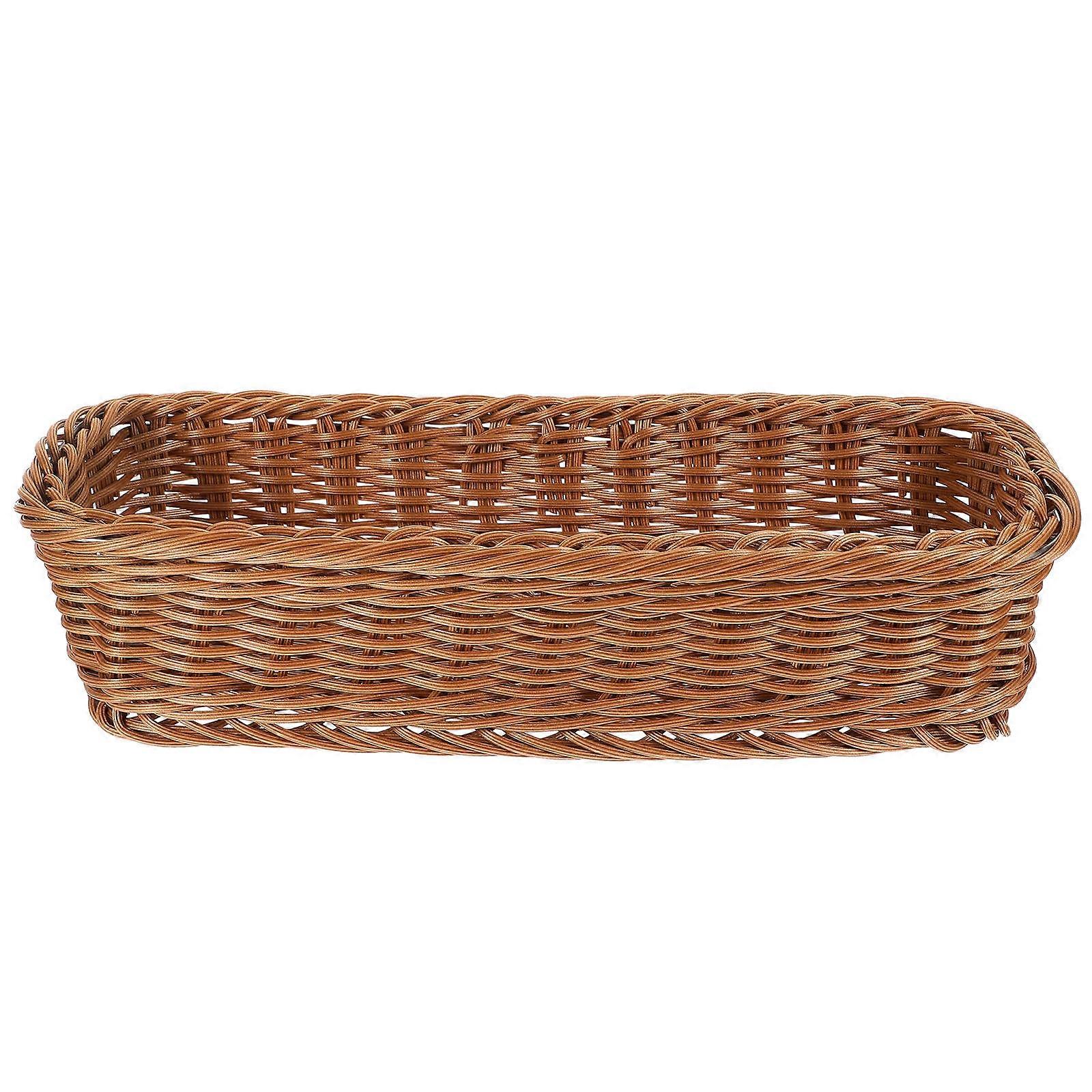 Imitation Rattan Woven Basket for Multifunctional Use including Desktop Cutlery Storage and Fruits Storage