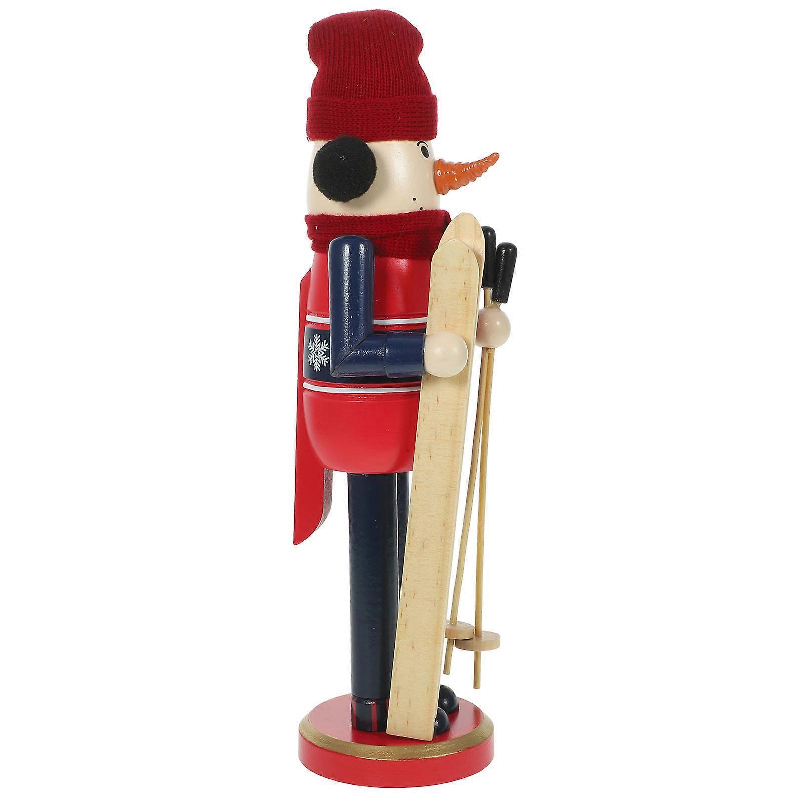 Wooden Nutcracker Soldier Ornament Christmas Party Decoration 30CM Skiing Series 1Pack