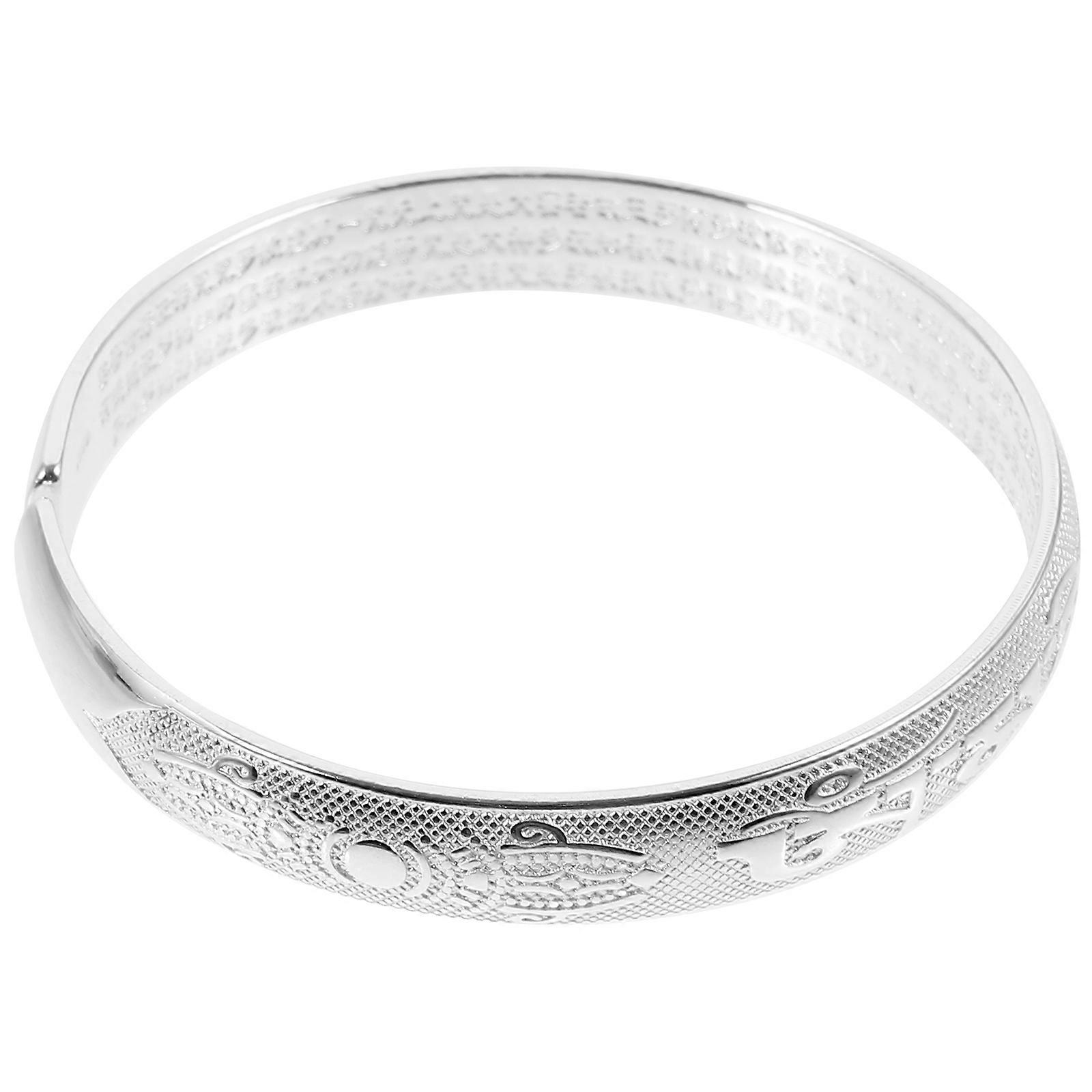 Bracelet with Heart Engraving in Silver from Copper for Adornment 8.5 inches