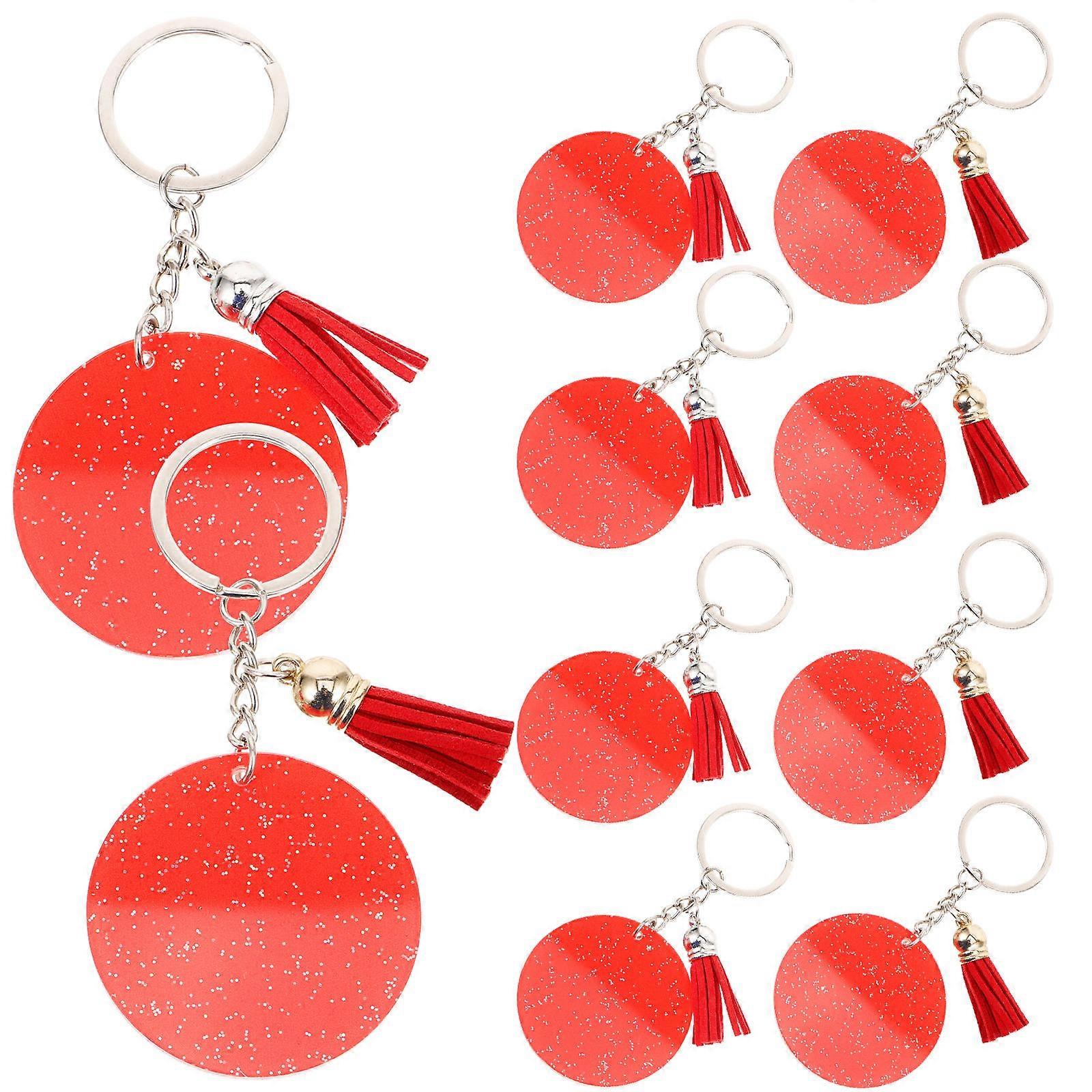 DIY Acrylic Keychain Discs for Decoration Red Color 10 Pieces Perfect for Crafts and Gifts