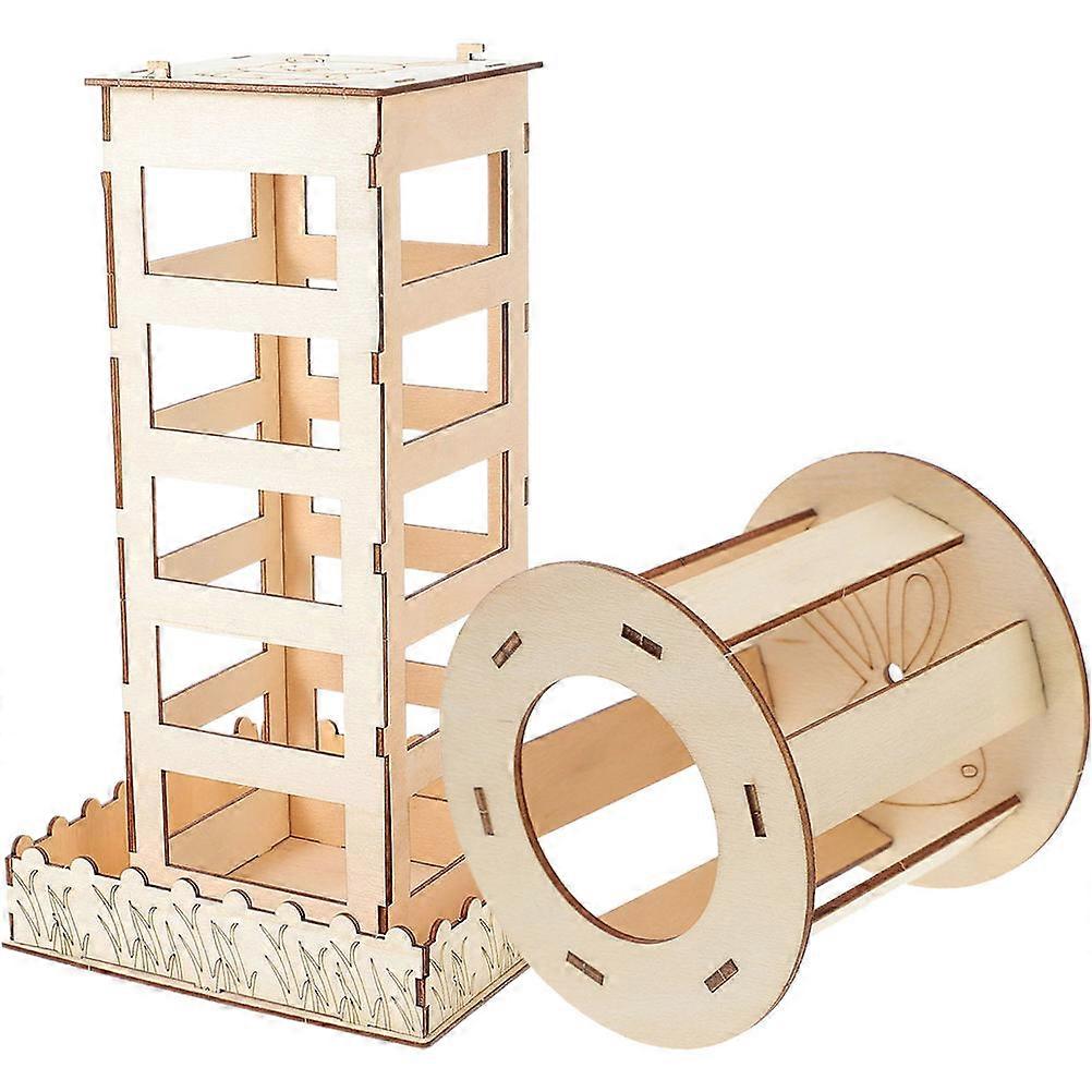 Wooden Bunny Feeder with Light Yellow Color for Pet Use Safe Durable and Sturdy Design