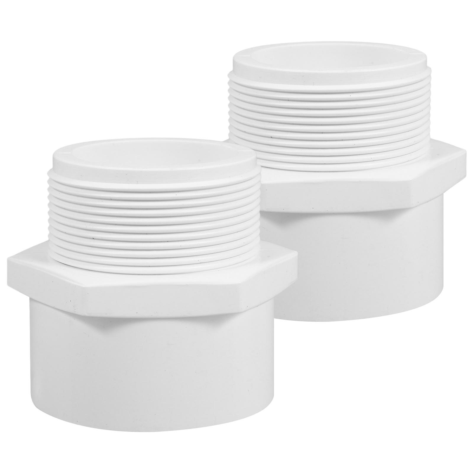 White PVC Pipe Connector with NPT Male Threads for Plumbing Lines Versatile Slip Socket Adapter 60 3mm