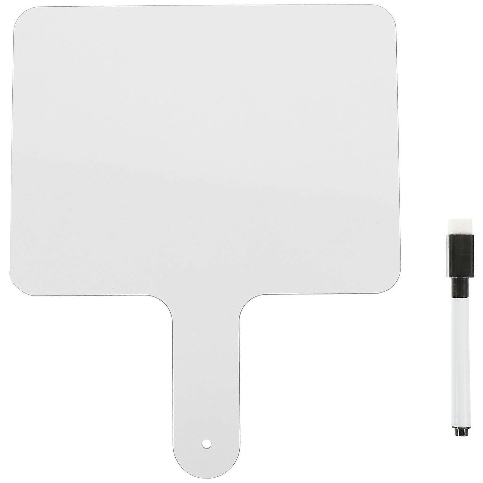 Double Sided Dry Erase Answer Paddle Blank Whiteboard for Classroom Teaching Handheld Writable Board with Marker Educational Tool for Adults