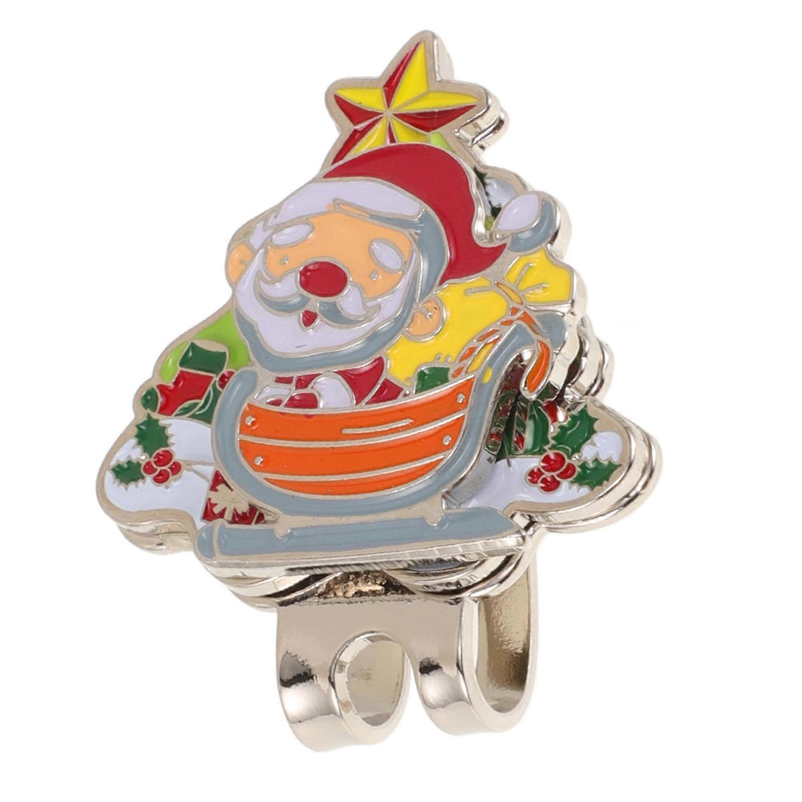 Golf Hat Clip with Magnetic Marker – Durable Golf Accessory, Santa Claus Design for Christmas, Fits Golf and Baseball Caps