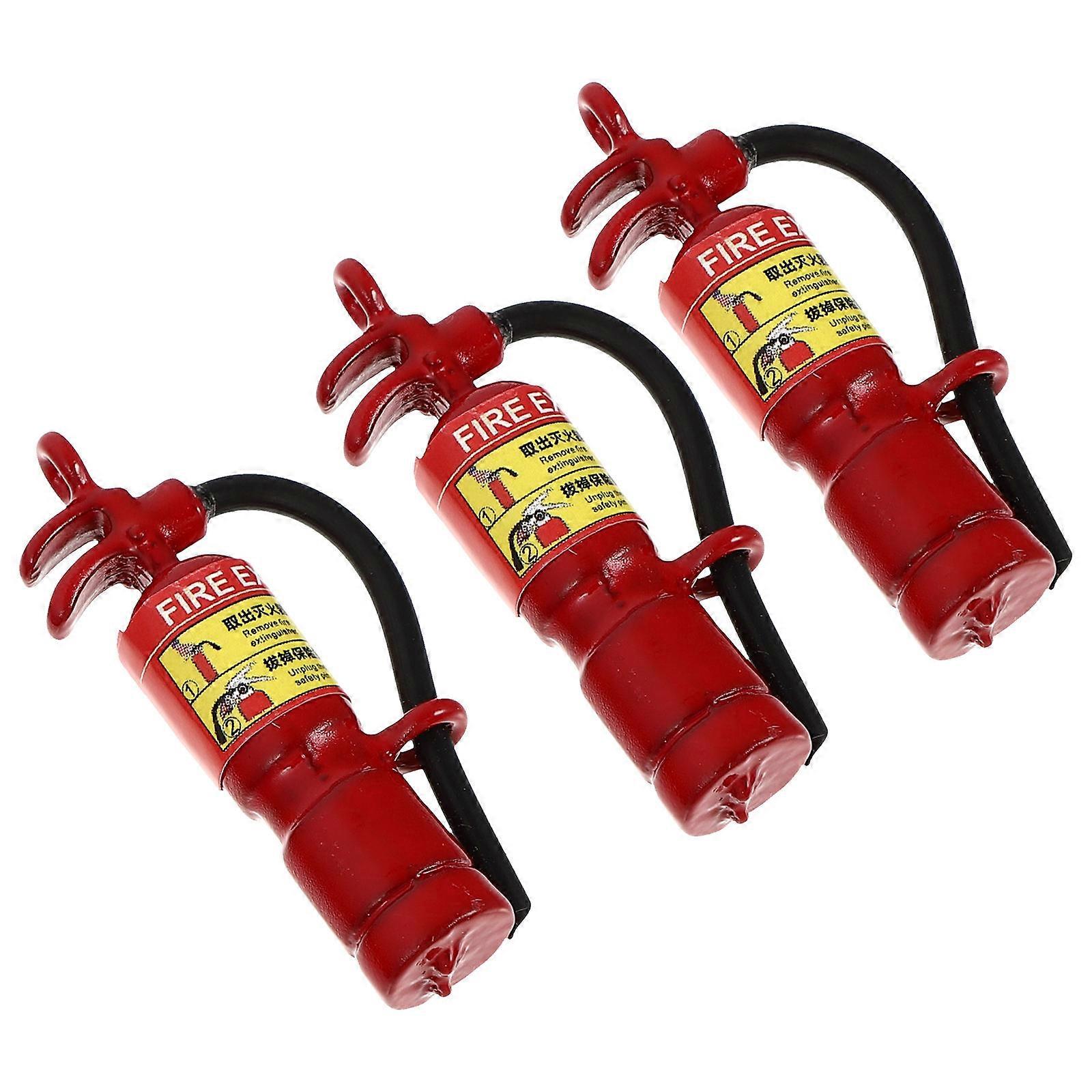 3pcs Mini Fire Extinguisher Keychain Pendants Alloy Dollhouse Accessories Realistic Micro Landscape Models Home Decor Photography Props