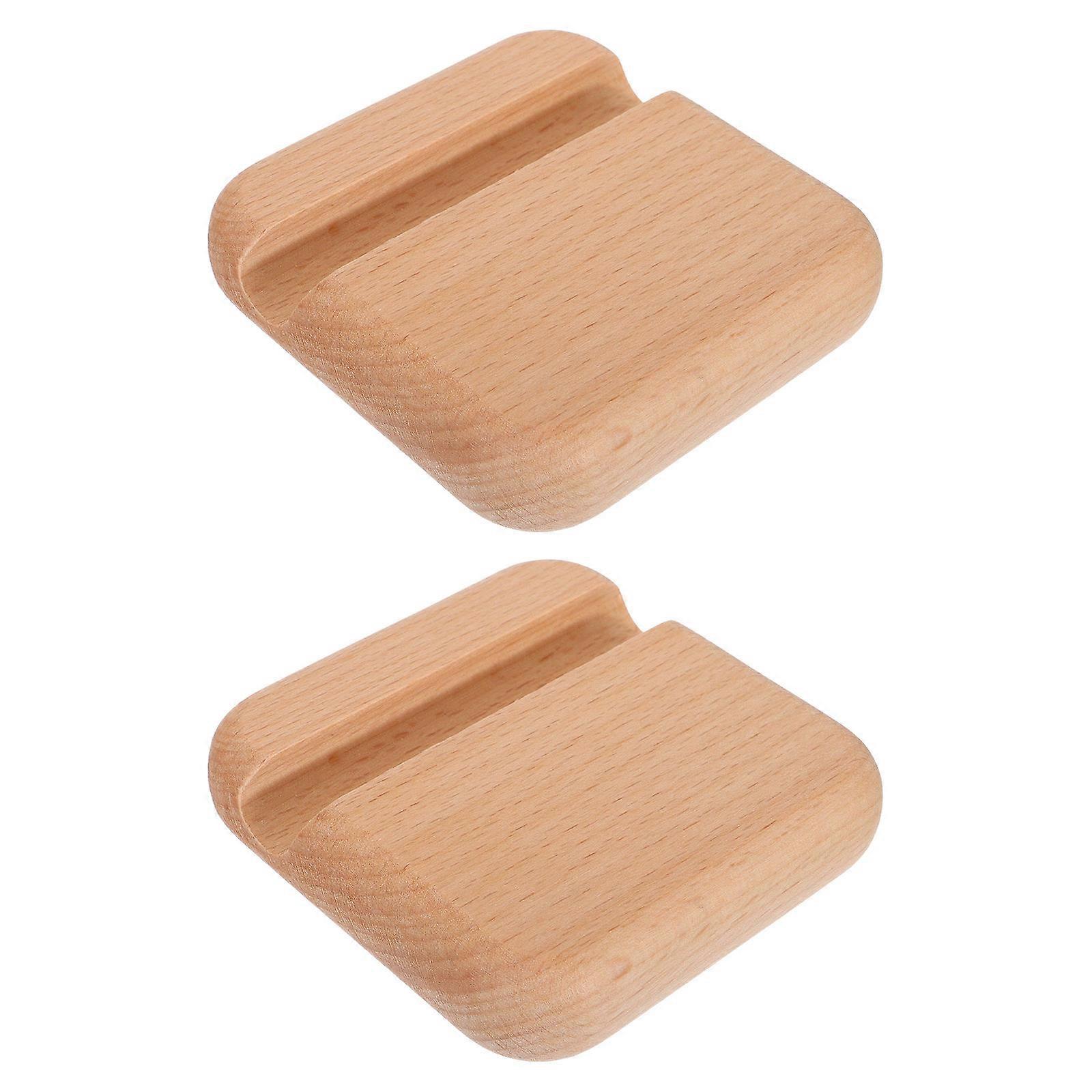 Beige Phone Holder for Home Use Simple Desktop Stand Made of Synthetic Material Compatible with Most Smartphones 2pcs