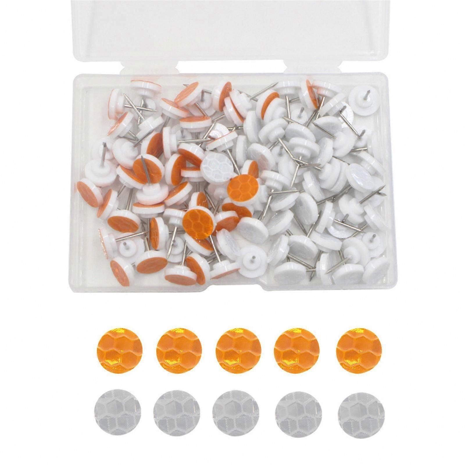 100 Pcs Reflective Thumb Tacks Reflective Tacks Trail Marking Tacks Reflective Trail Tacks Trail Markers Glow Tacks
