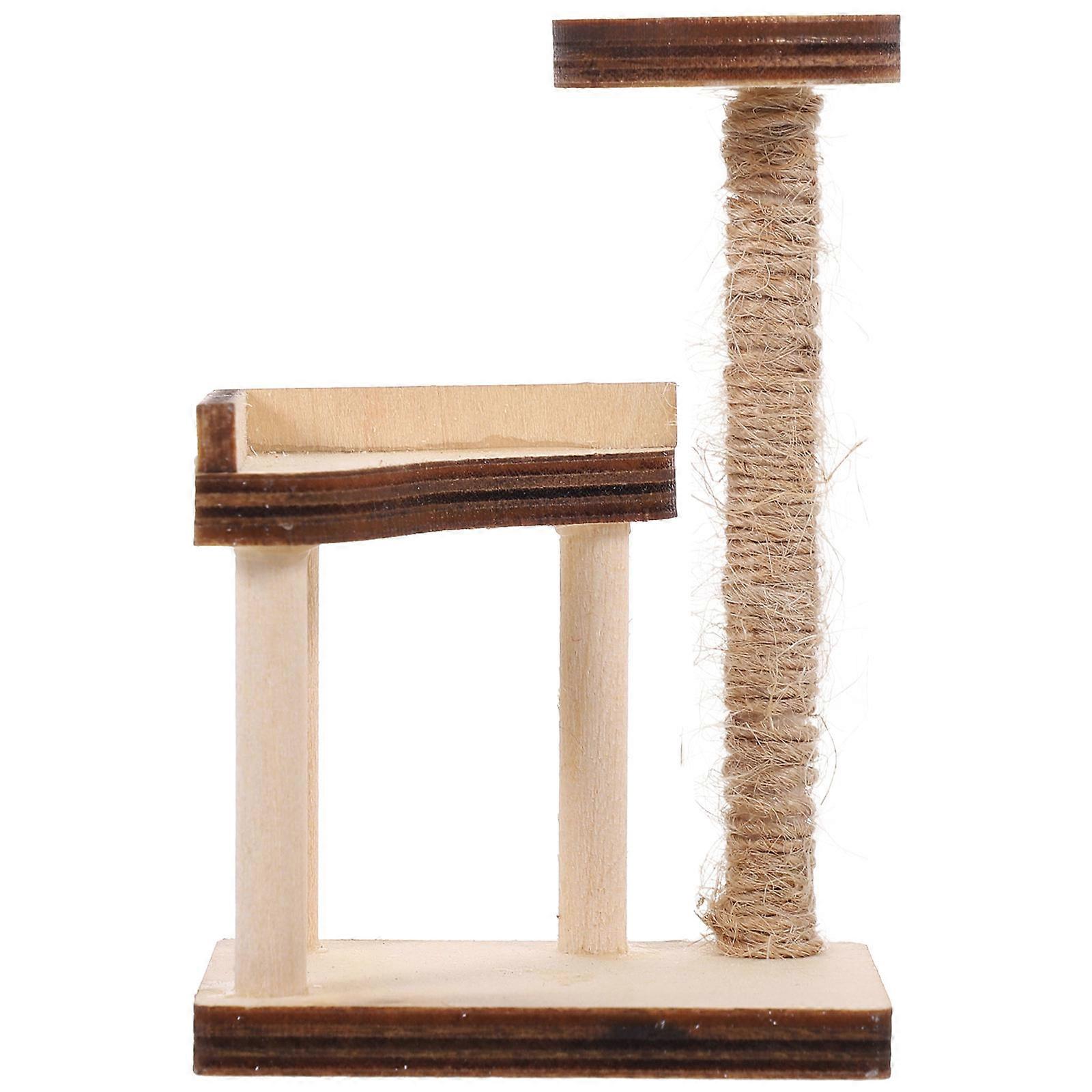 Mini Wooden Cat Tree for Dollhouses – Safe & Decorative Model Furniture for Creative Play, Miniature Scenes, and Photo Props