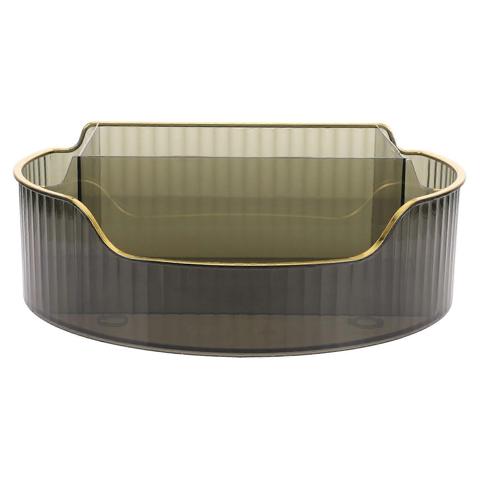 Rotatable Transparent Makeup Organizer Green Cosmetic Holder High Capacity Brush Storage Dustproof Design Versatile Vanity Dressing Table Accessory