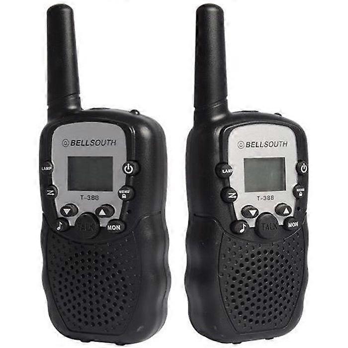2 Pcs Walkie Talkie Kids Toy PMR System 2-Way Radio Walky Talky Distance 1 Km with LED Torch Function (Black)
