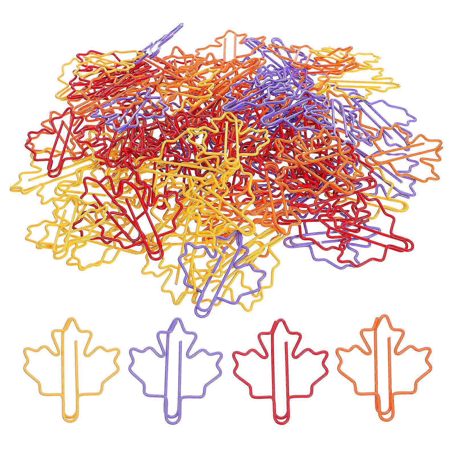 Vibrant Maple Leaf Paper Clips For Craft Projects Wedding Invitations In Assorted Color For Photo Holders 100Pcs