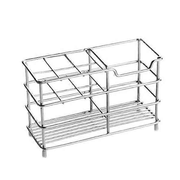 Toothbrush Holder Storage Rack SILVER 6 GRID silver