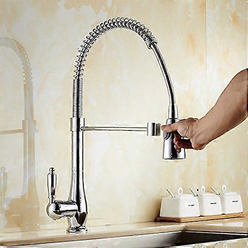 Wasserhahn 360° Drehgelenk Einhebel-Mischer aus Messing, Chrom Finish, Kalt- und Warmwasser Spültischarmatur
