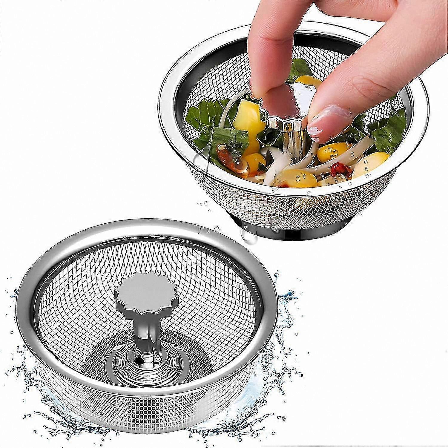Stainless Steel Sink Strainer Set with Silicone Plug and Extendable Handle for Easy Drainage and Storage