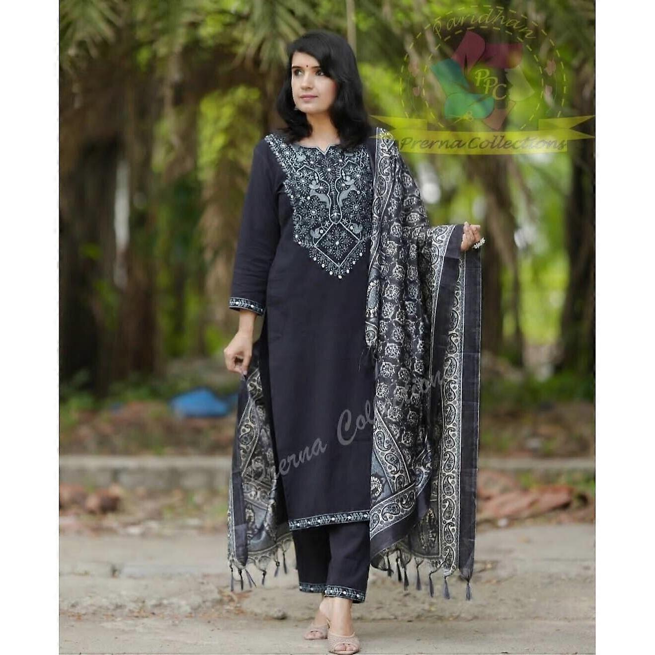 Indyjska damska górna tunika Bollywood Salwar Kameez Kurti Spodnie Dupatta Set Sukienka VF-20176