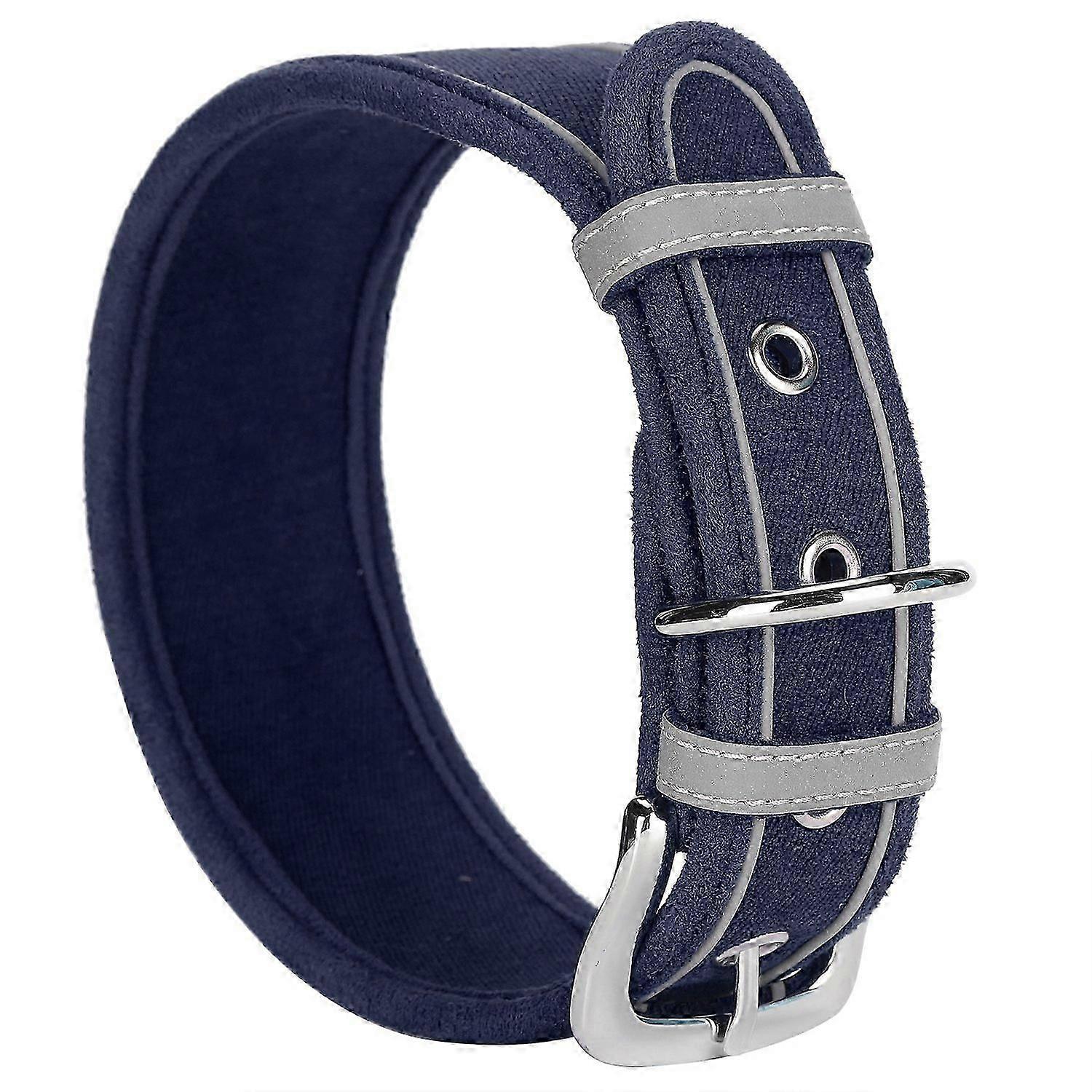 Dog Adjustable Collar Breathable Reflective Collars with D Ring for Medium Large DogsDark Blue M