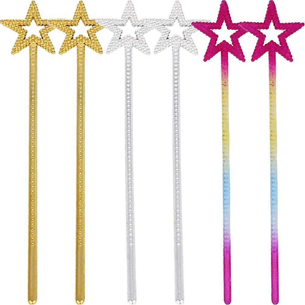 6pcs Star Wand Set Angel & Fairy Wands for Birthday, Halloween, Cosplay & & Smooth Design for Play