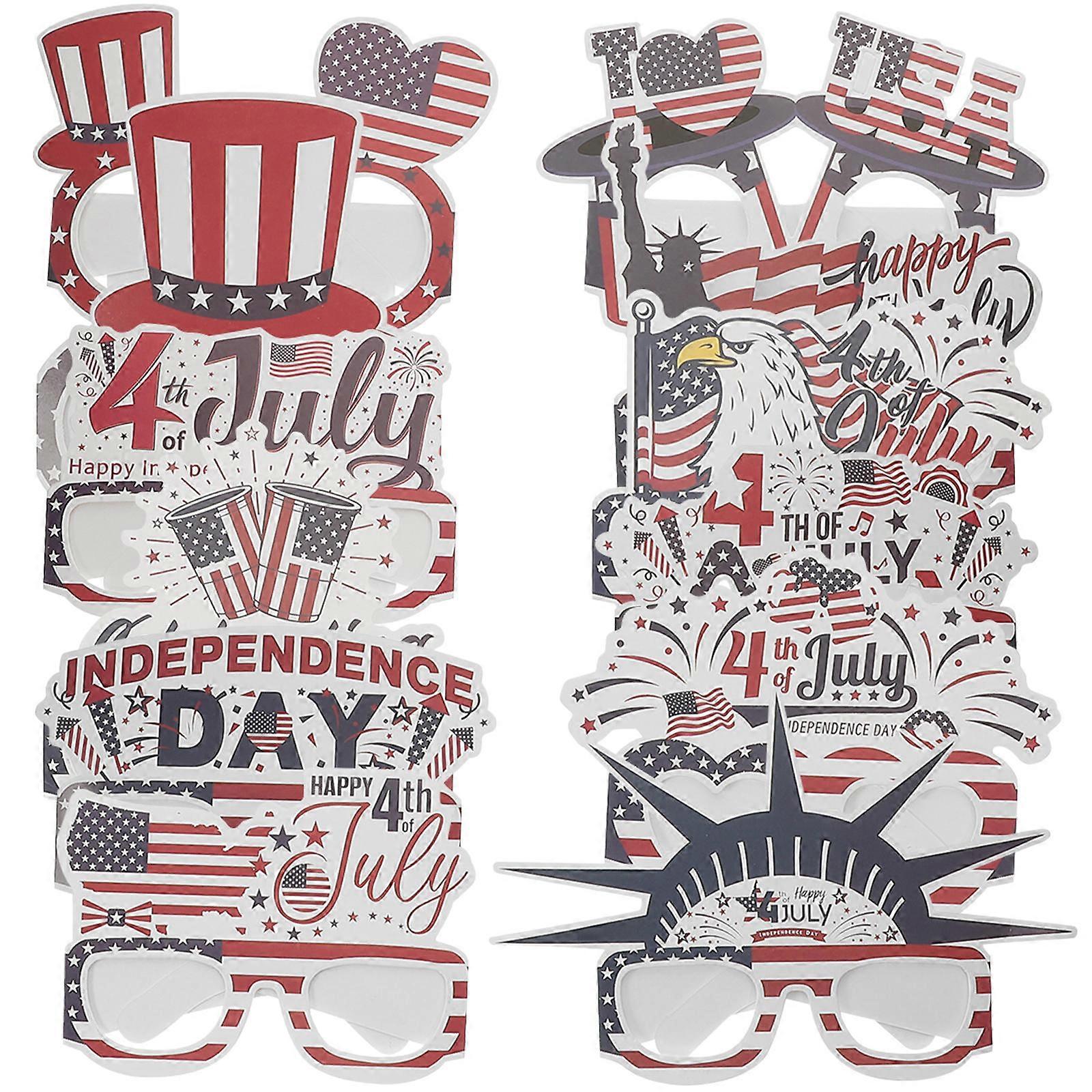 Independence Day Glasses 24Pcs Party Favors For Family Gatherings Themed Photo Booth Props Assorted Color