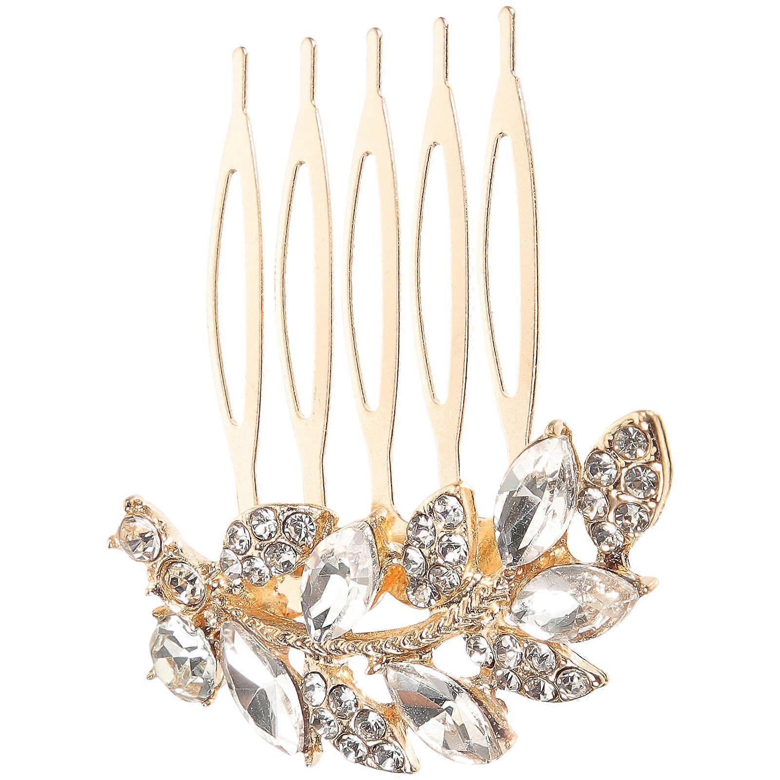Unique Decorative Bridal Hair Comb For Women In Golden Leaf Shape Ideal For Parties 1Pcs