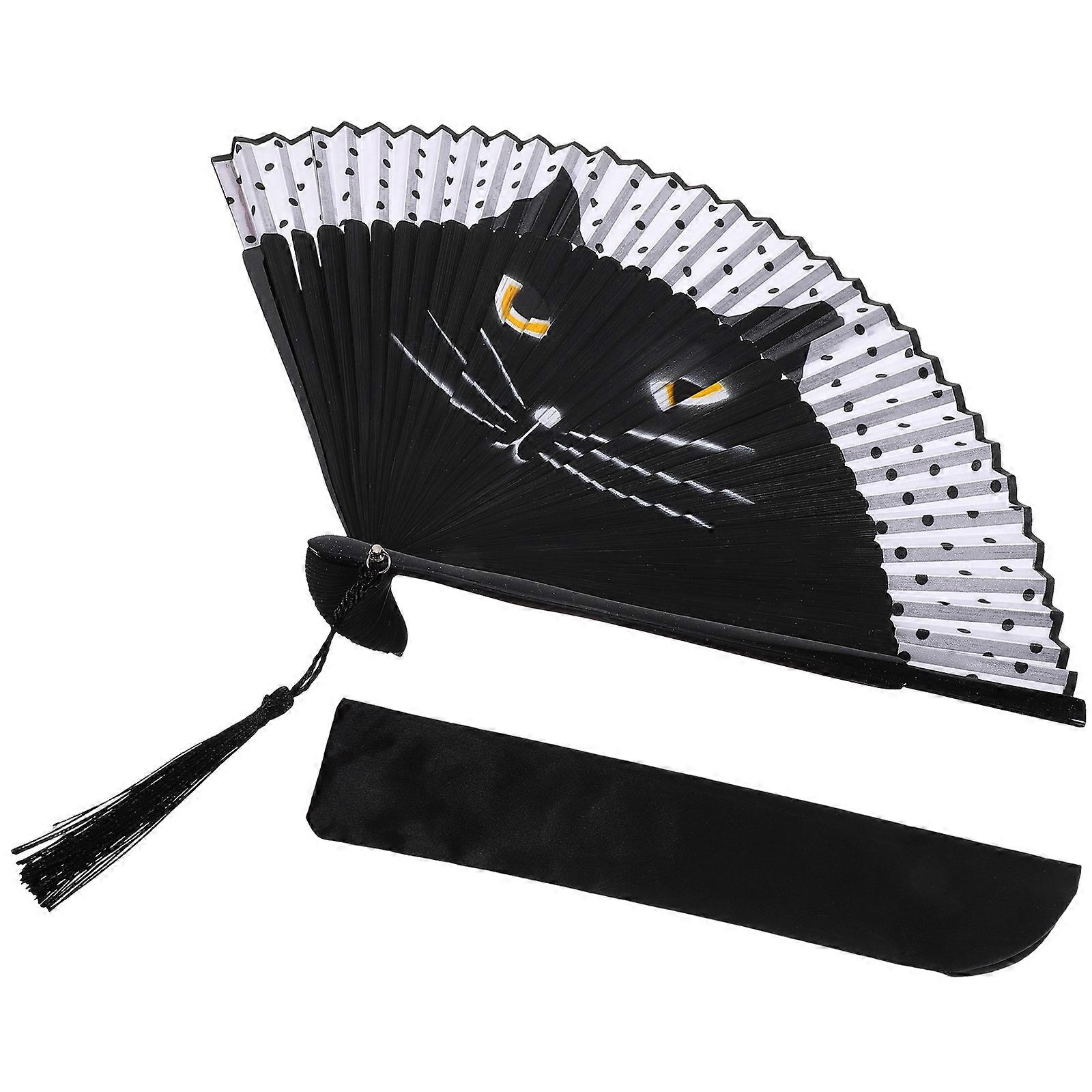Portable Cartoon Cat Folding Fan Perfect For Daily Use Designed For Women And Cat Enthusiasts 1 Set