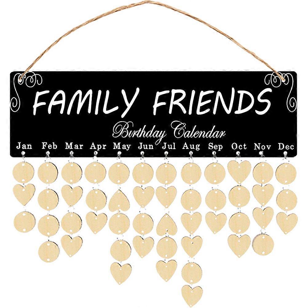 Assorted Color Family Birthday Calendar Wall Hanging for Decor Synthetic Material 70 x 14 Inches