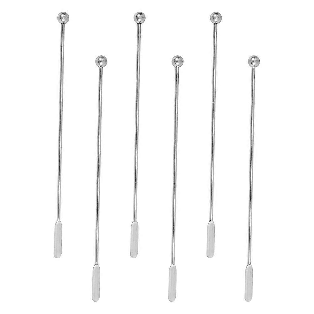 Stainless Steel Swizzle Sticks 6Pcs Reusable Drink Stirring Tools Small Rectangular Paddles For Home Bartenders