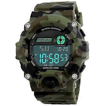 Digitaal horloge voor kinderen, sport militaire stijl horloge voor jongens, met alarm / timer / schokbestendig, 5 strips waterdicht groot gezicht